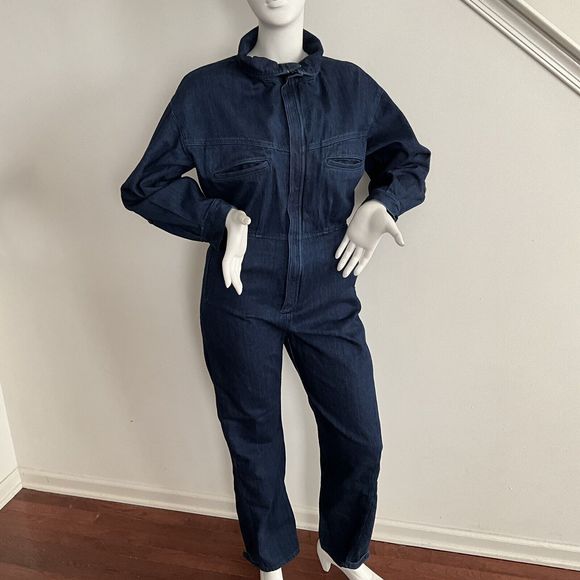 The Only Jane Boiler Suit Blue Jump Two Denim Long Sleeve High Neck Jumpsuit 8 - Picture 15 of 15